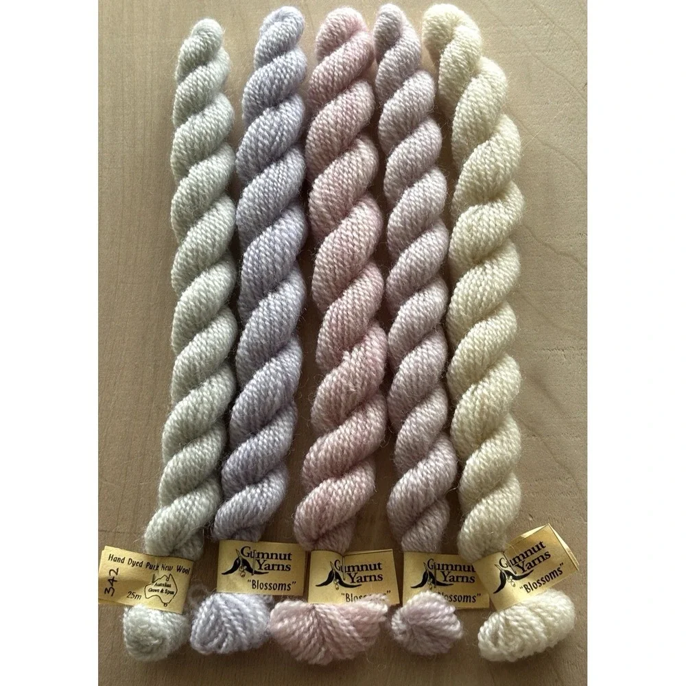 Gumnut Wool Yarn LOT of 5 Skeins NWT Hand-Dyed Australia OOP Blossoms #4